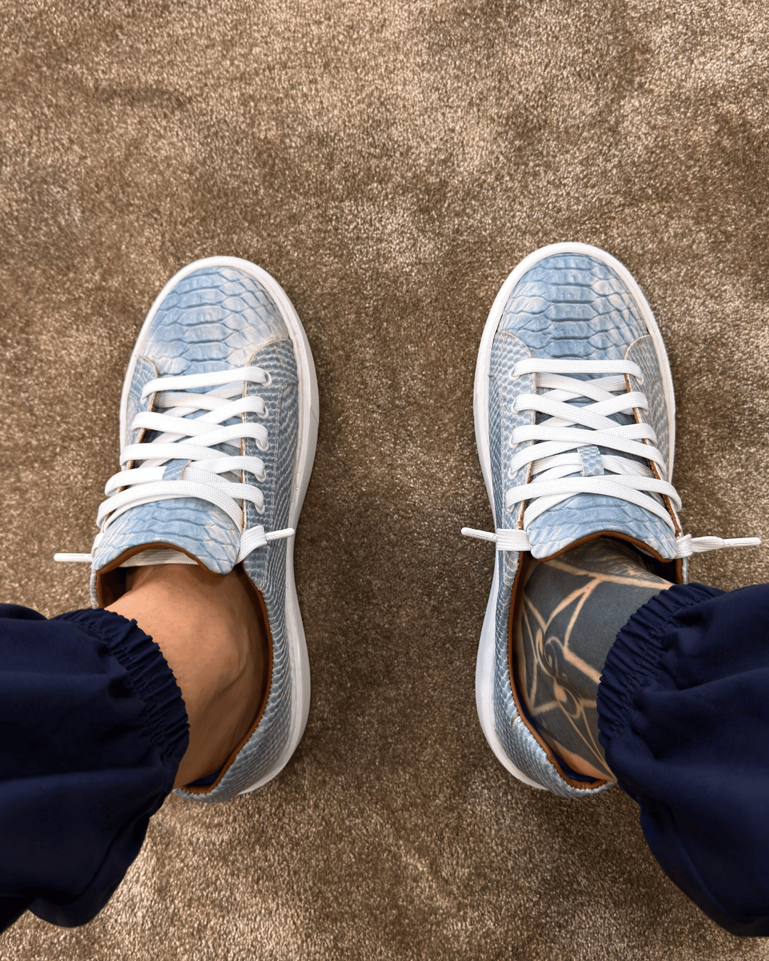 CROC #001 — White/Blue Croc Leather