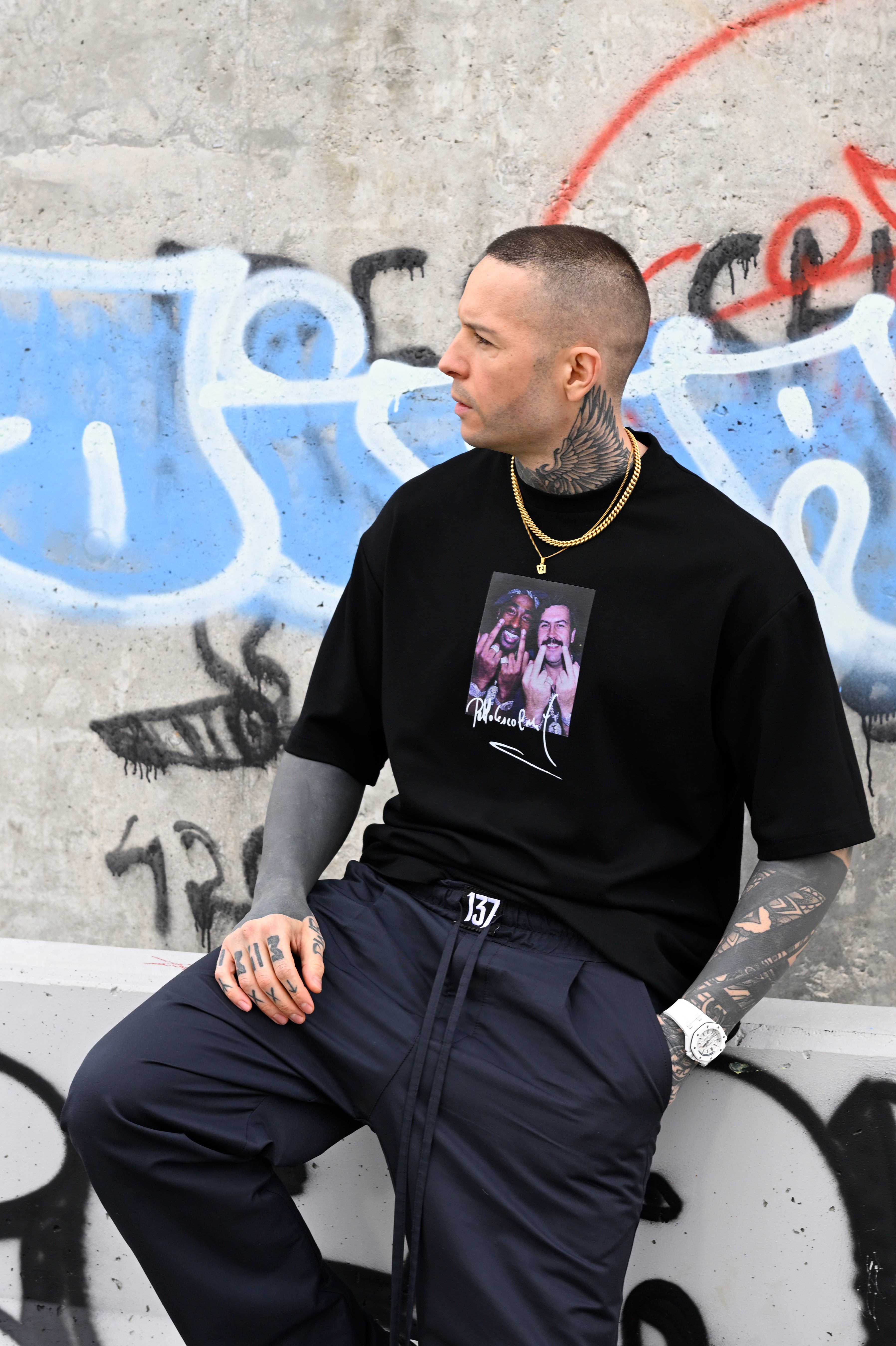 DROP CROTCH PANTS - DARK BLUE