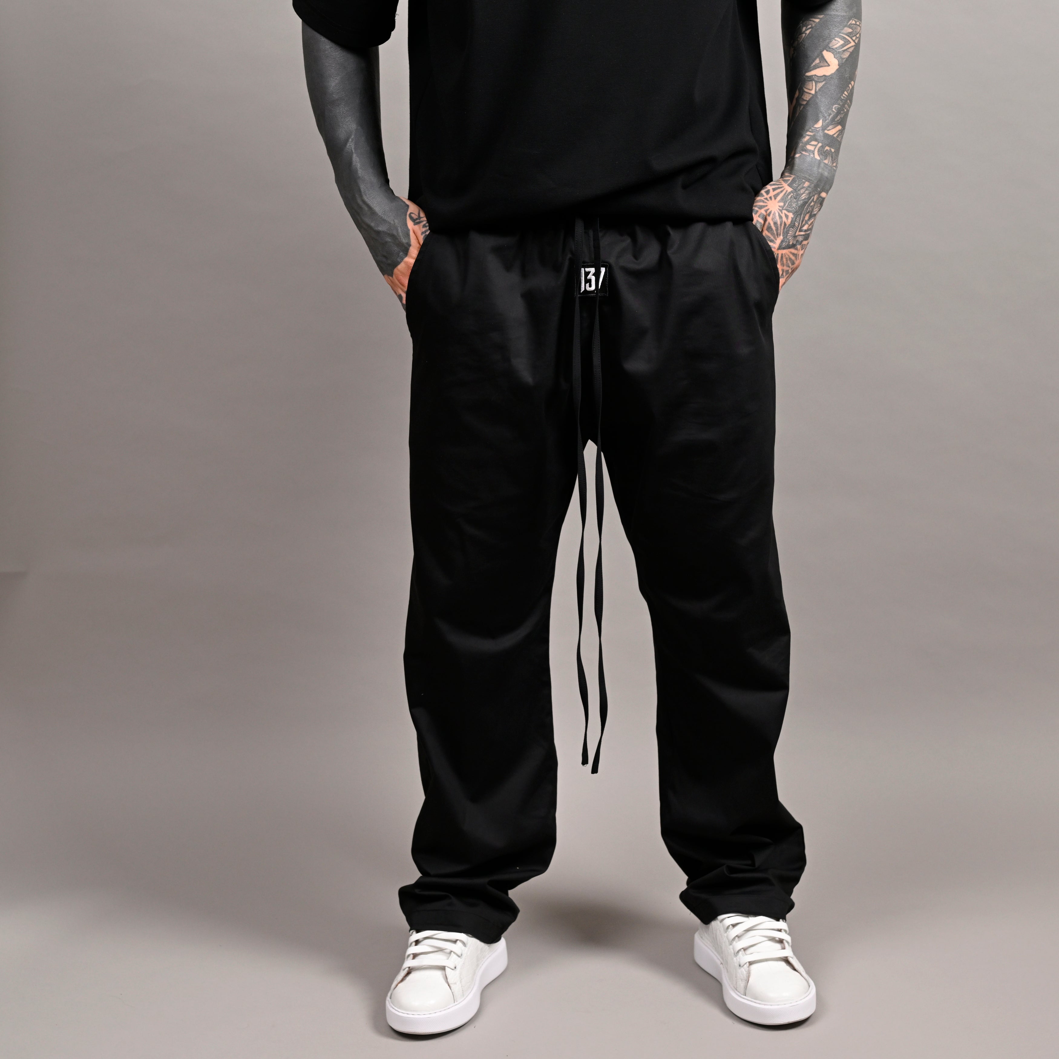 DROP CROTCH PANTS - BLACK