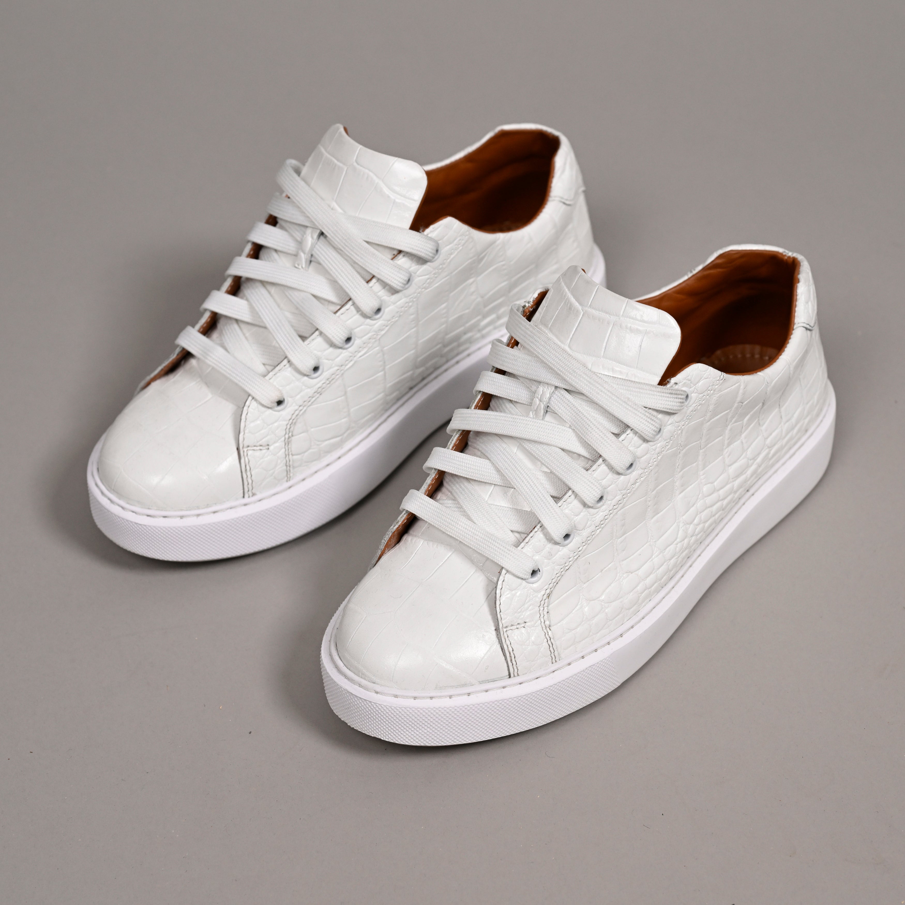 WHITE CROC SNEAKERS