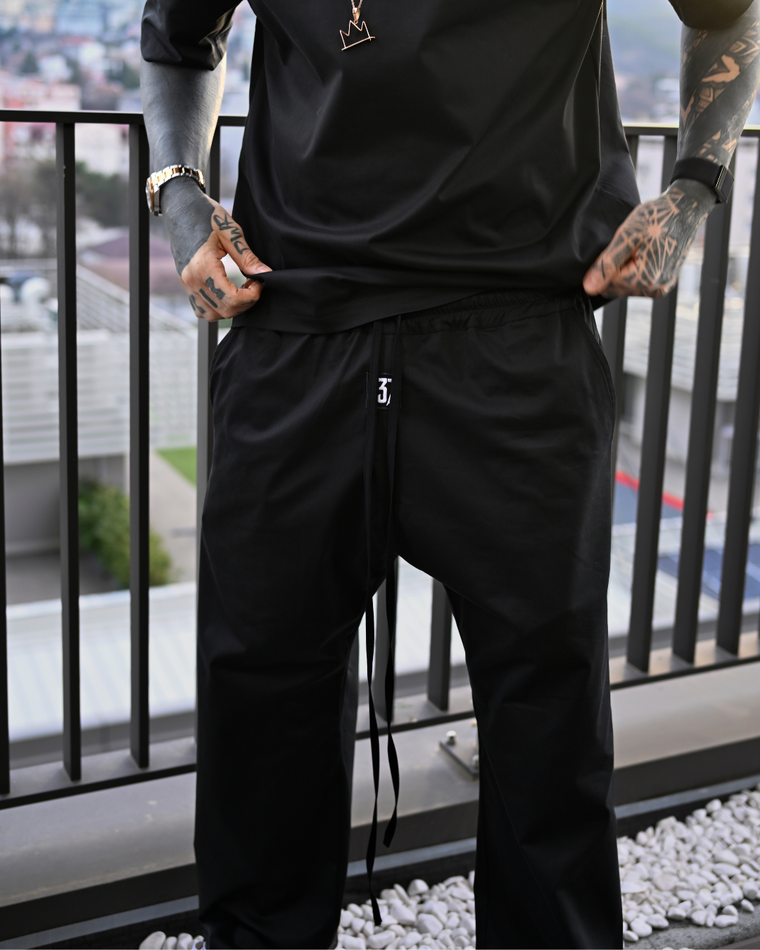 DROP CROTCH PANTS - BLACK