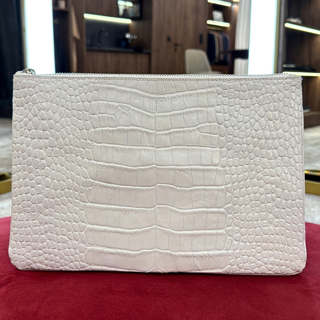 WHITE CROC POCHETTE