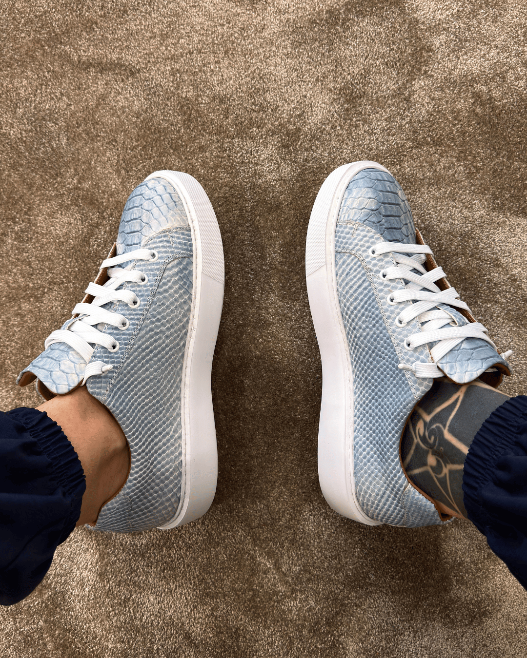 CROC #001 — White/Blue Croc Leather