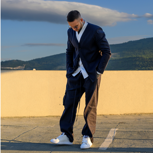 Blazer Cloak Linen - Dark Blue