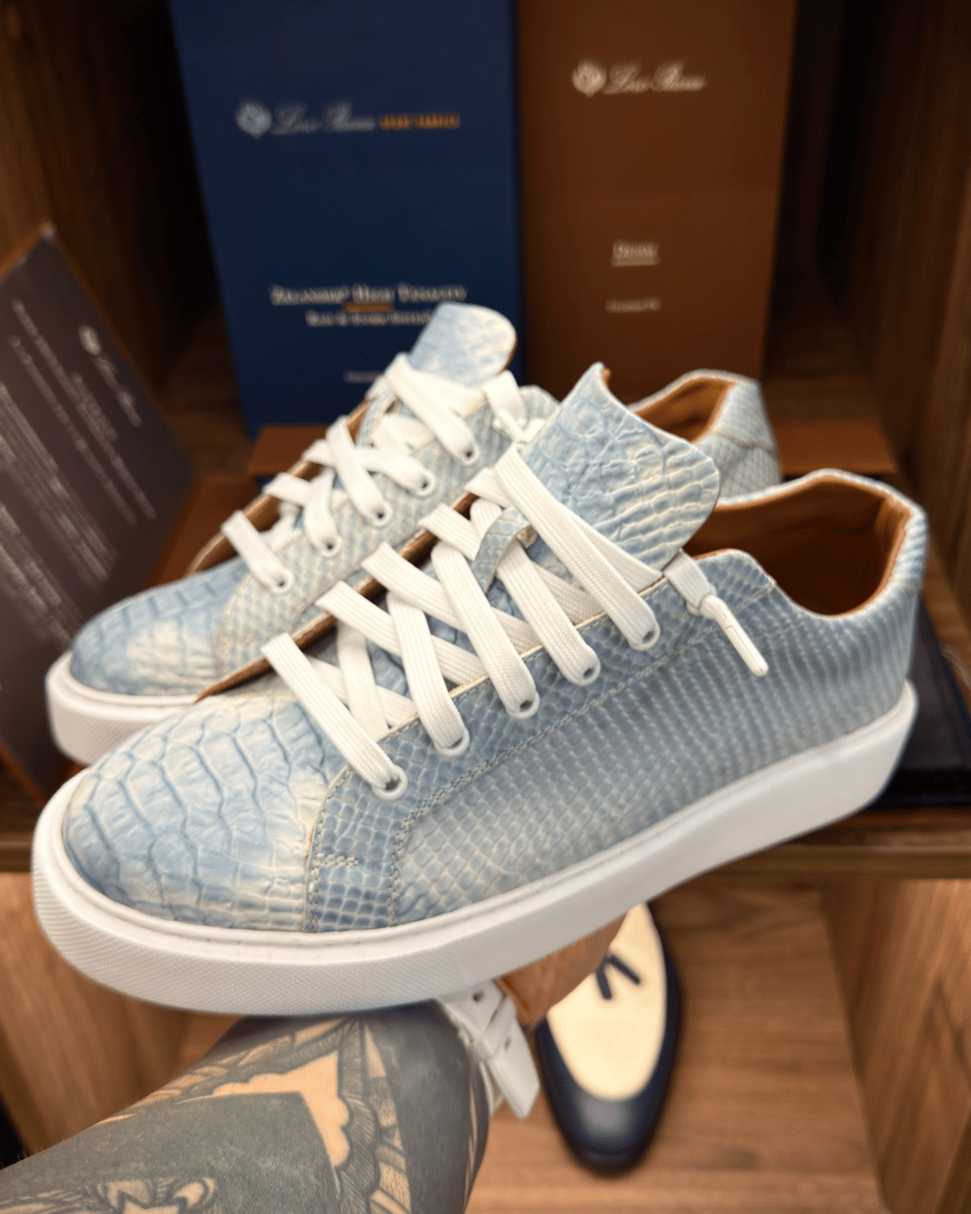 CROC #001 — White/Blue Croc Leather