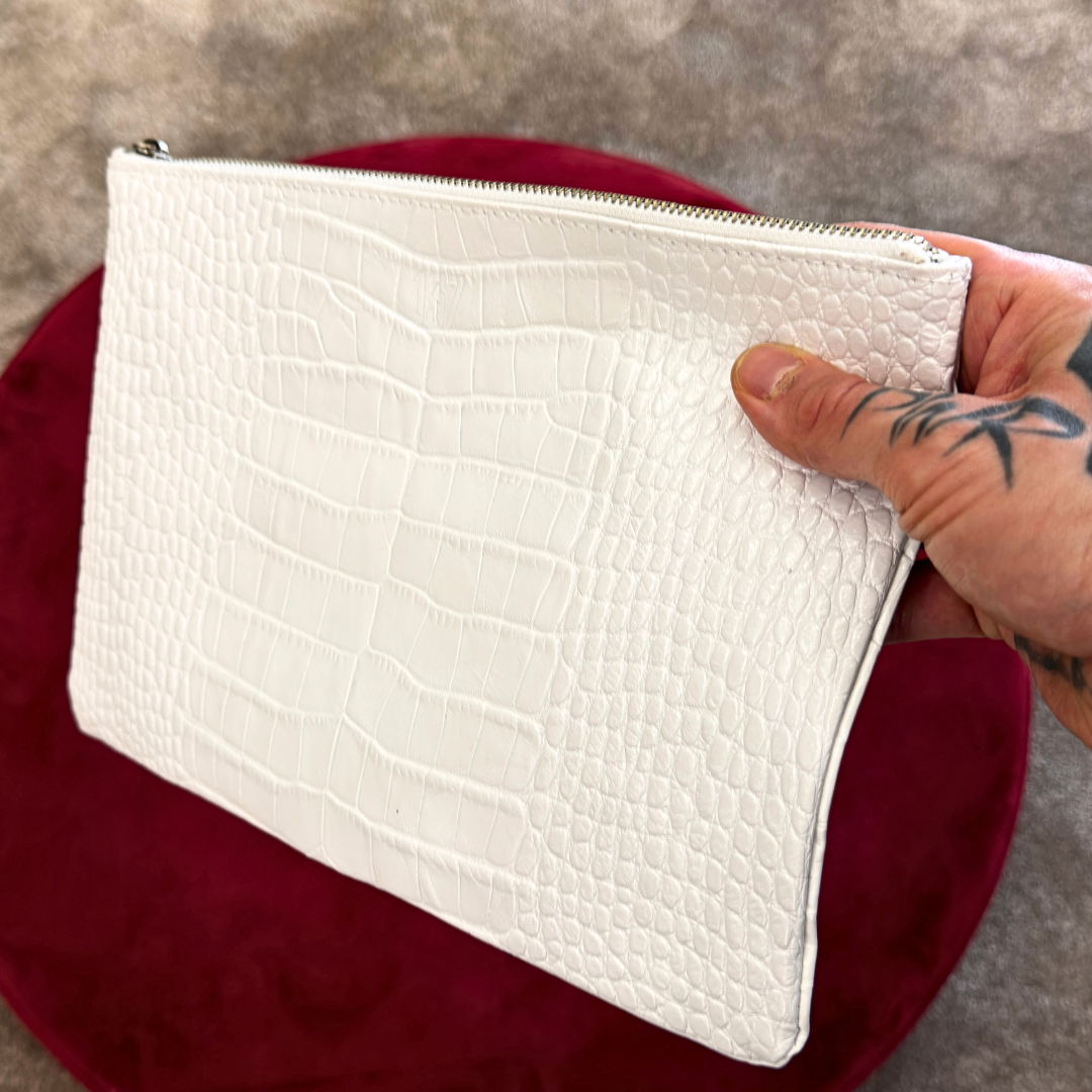 WHITE CROC POCHETTE