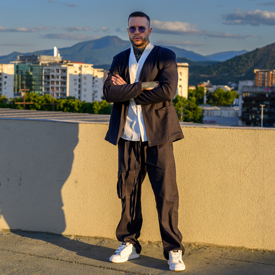 Blazer Cloak Linen - Dark Blue