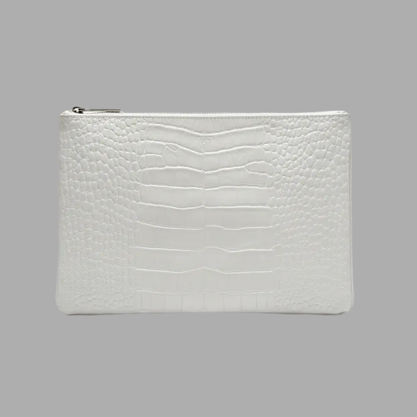 WHITE CROC POCHETTE