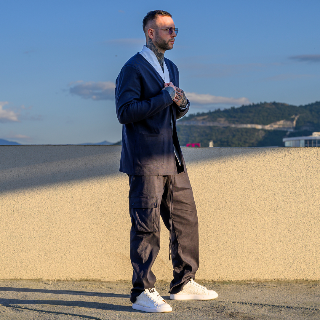 Blazer Cloak Linen - Dark Blue
