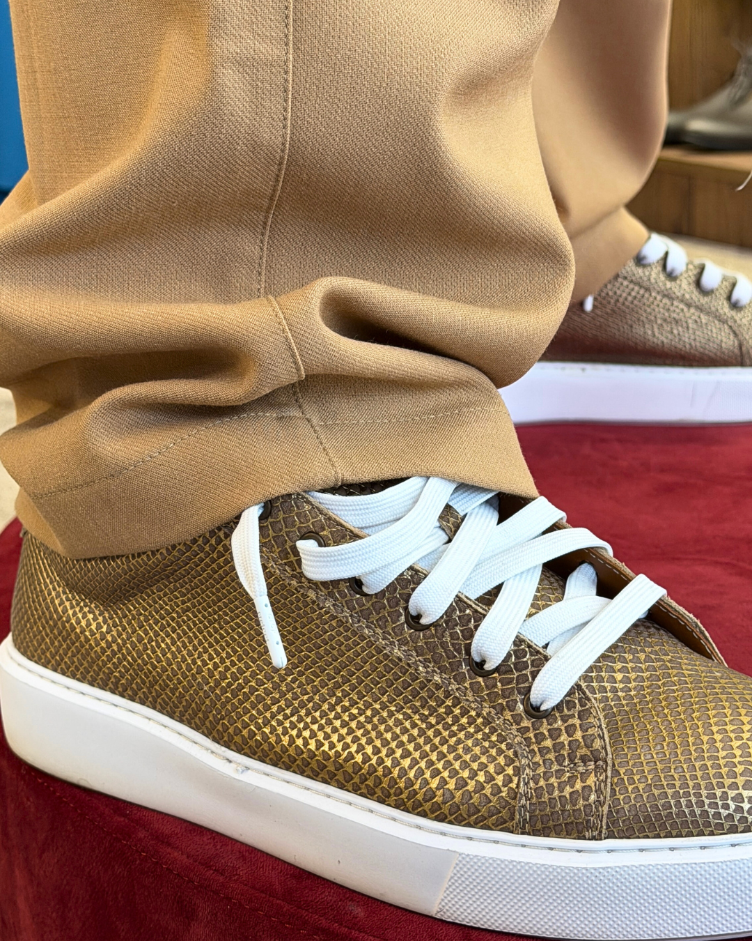 DROP CROTCH PANTS - CAMEL (WOOL BLEND)