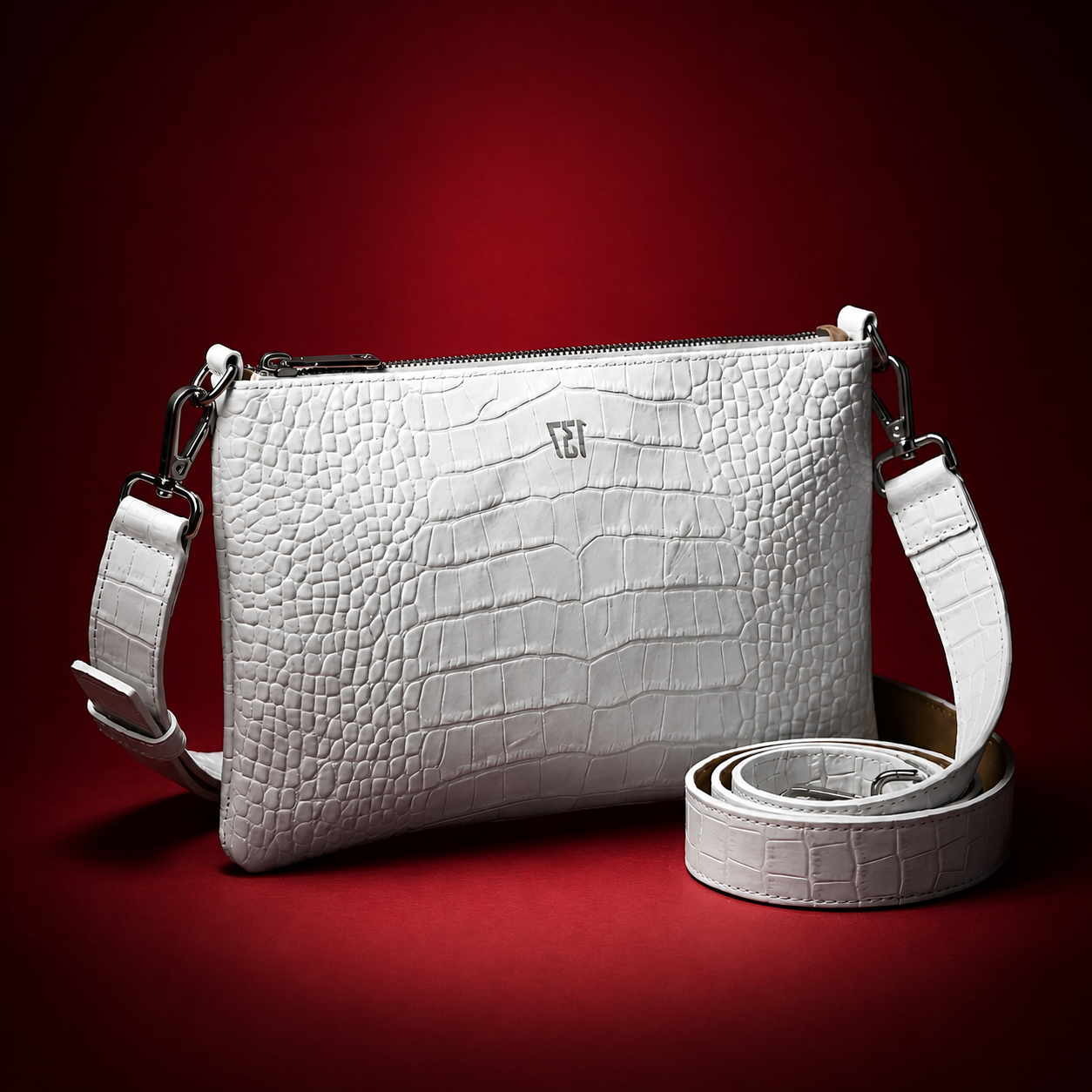 POCHETTE 001 (WHITE CROC LEATHER)