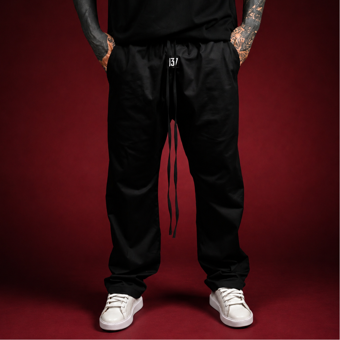 DROP CROTCH PANTS - BLACK