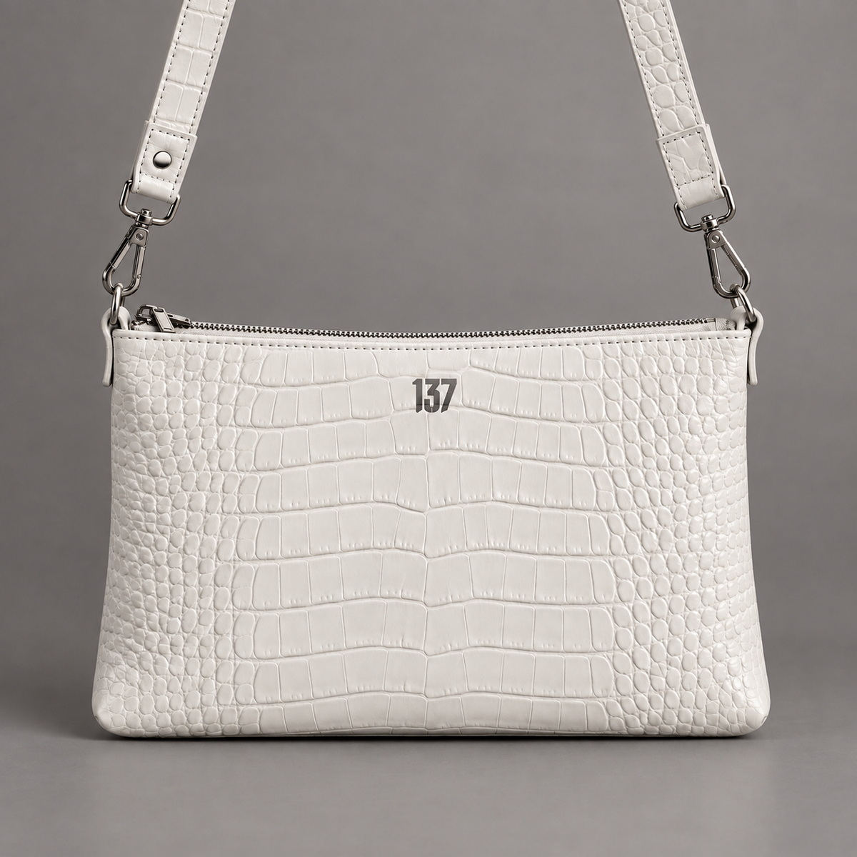 POCHETTE 001 (WHITE CROC LEATHER)
