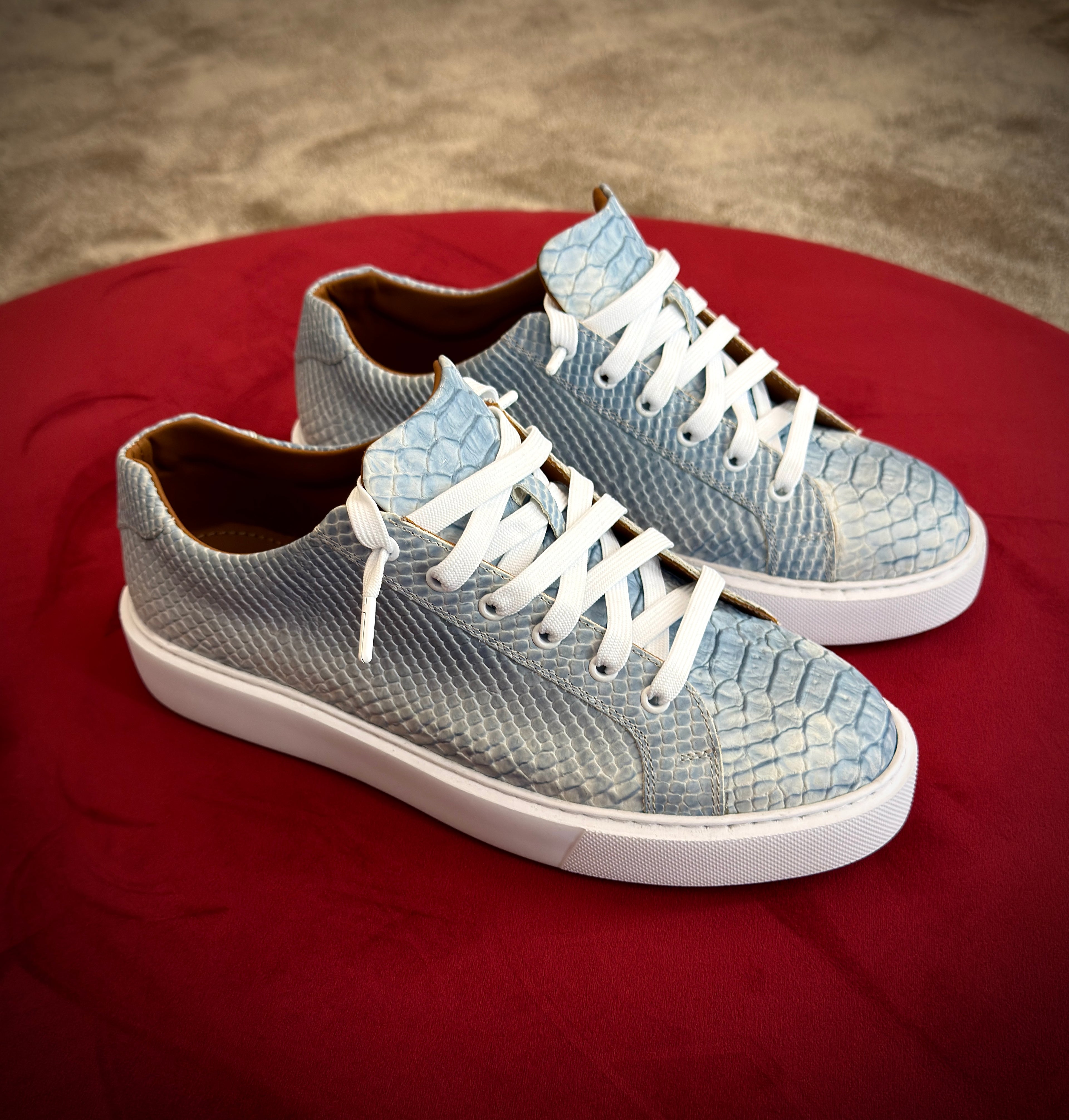 CROC #001 — White/Blue Croc Leather