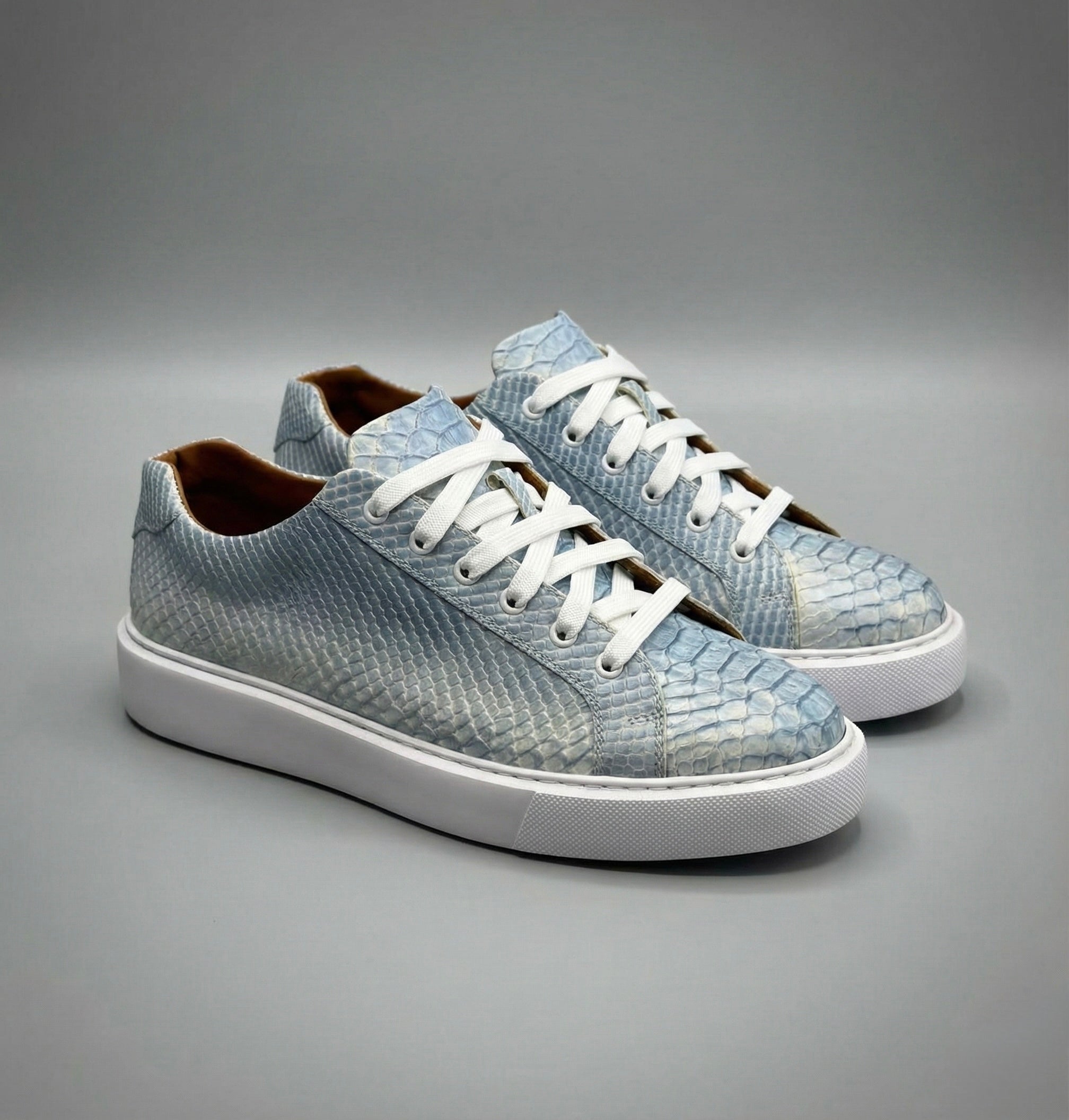 CROC #001 — White/Blue Croc Leather