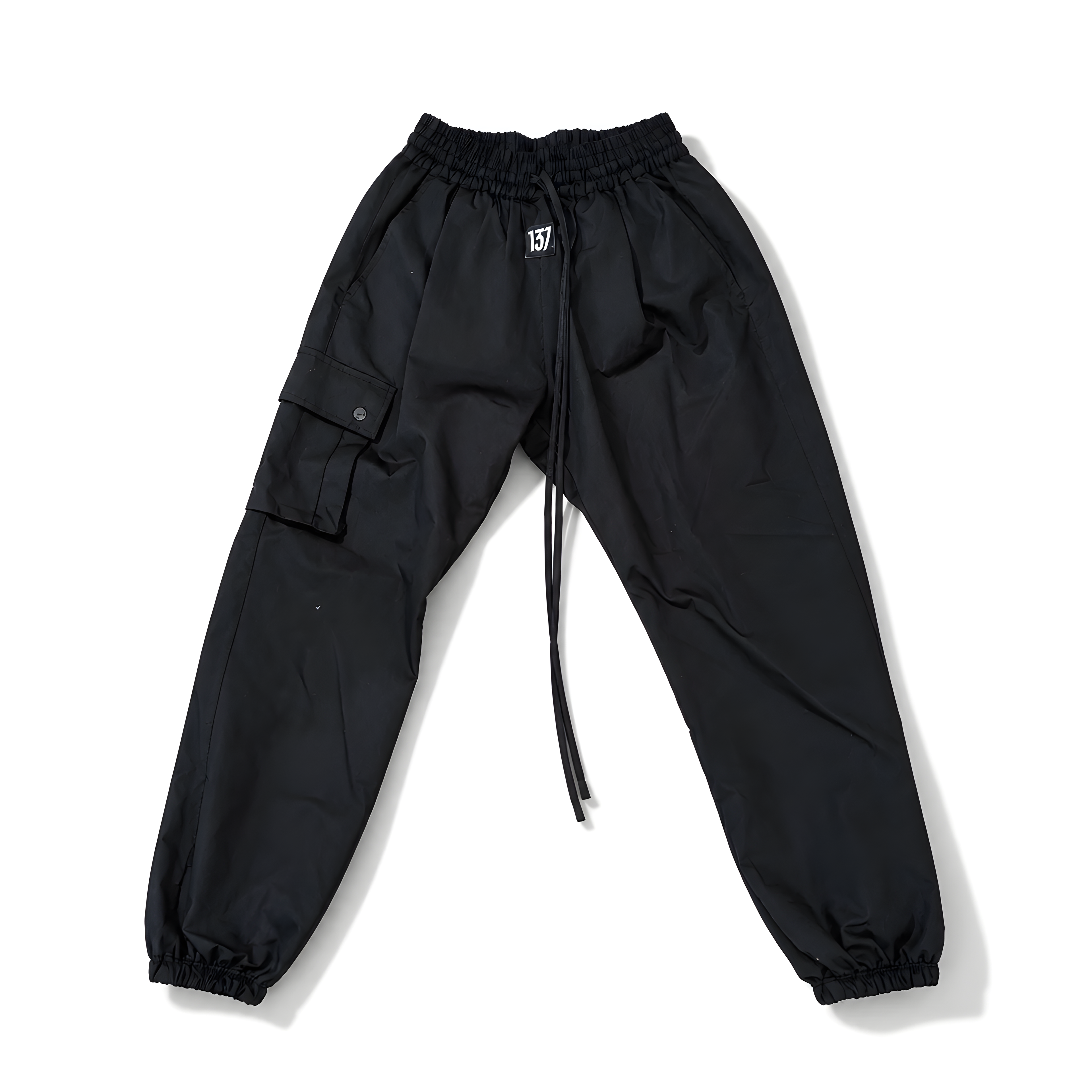 DROP CROTCH CARGO PANTS - BLACK